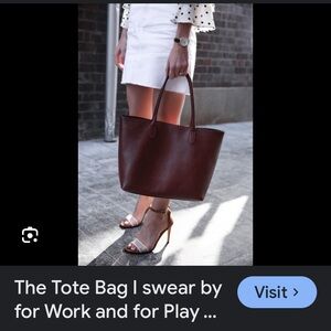 Linjer medium brown vegetable tanned leather tote